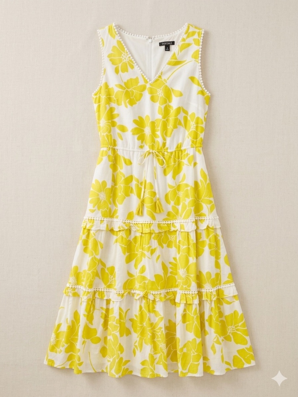 Society Yellow and White Floral Tiered Dress